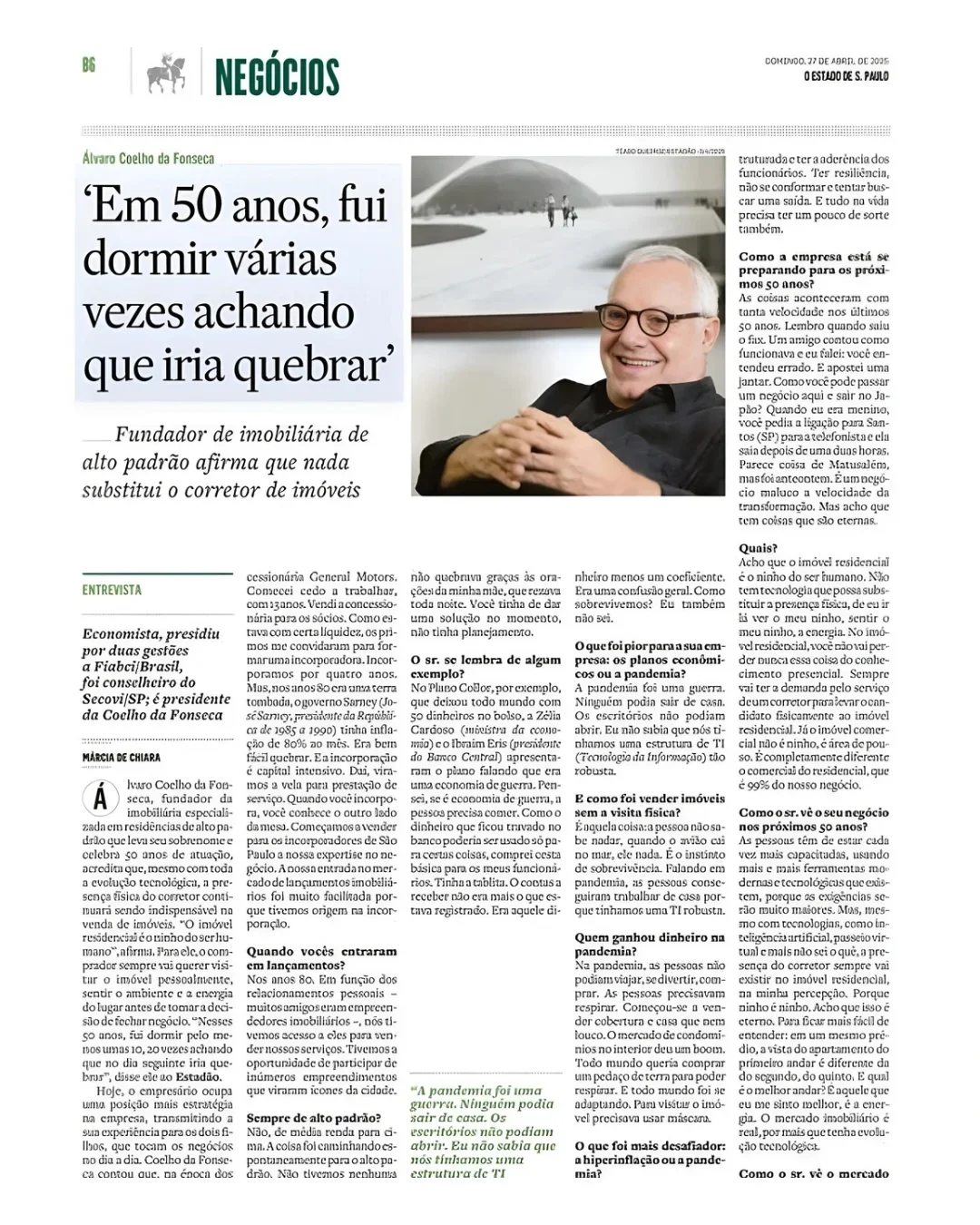 Estadão: 50 anos da Coelho da Fonseca