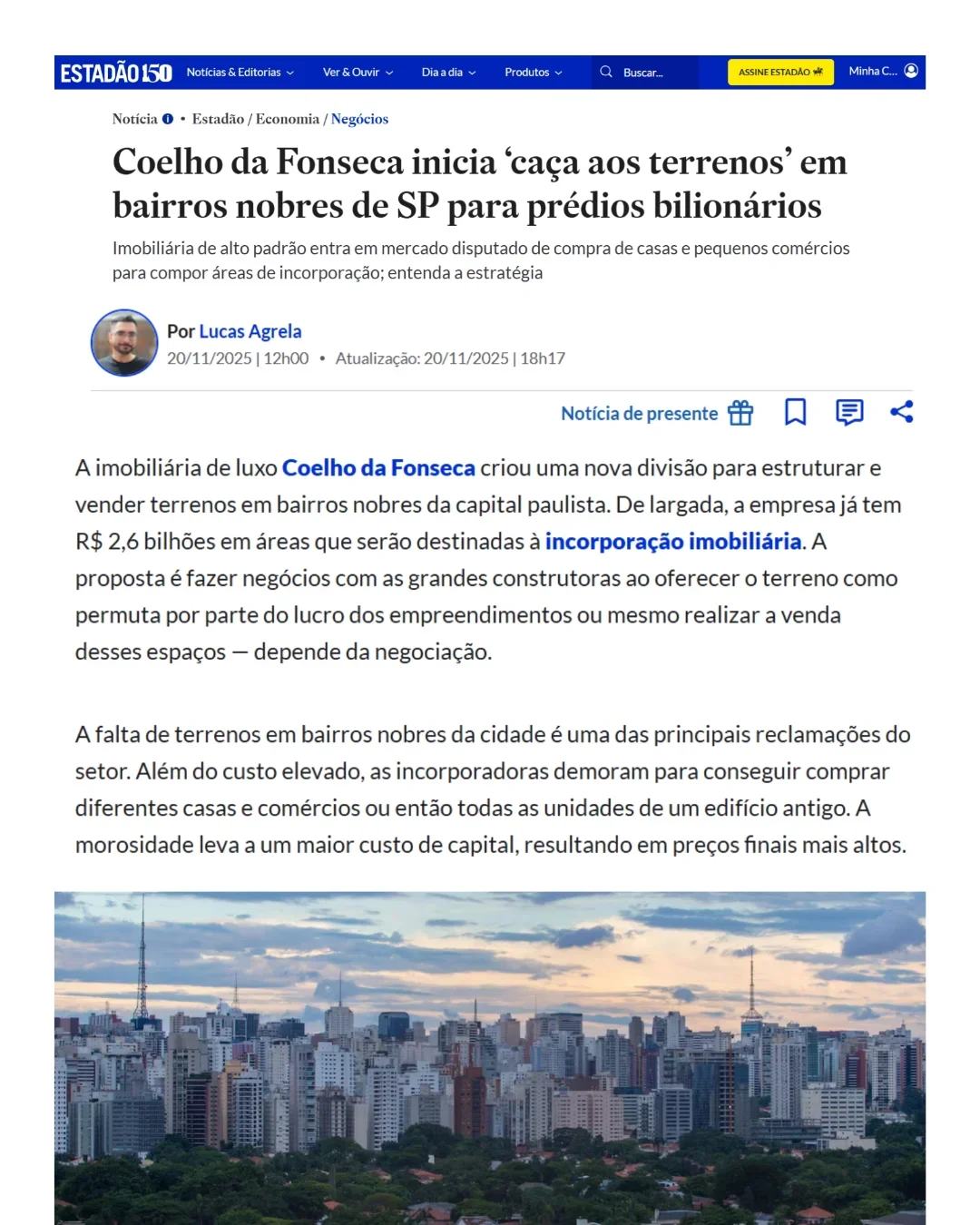 Estadão: Condomínios de luxo no entorno de São Paulo